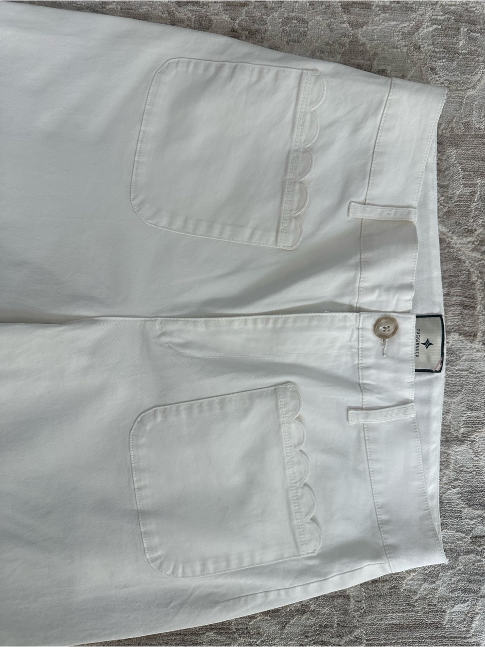 Tuckernuck NWOT White Chino Crop Wide Leg Cotton Scalloped Pocket Pants- Size 10 - Picture 5 of 9